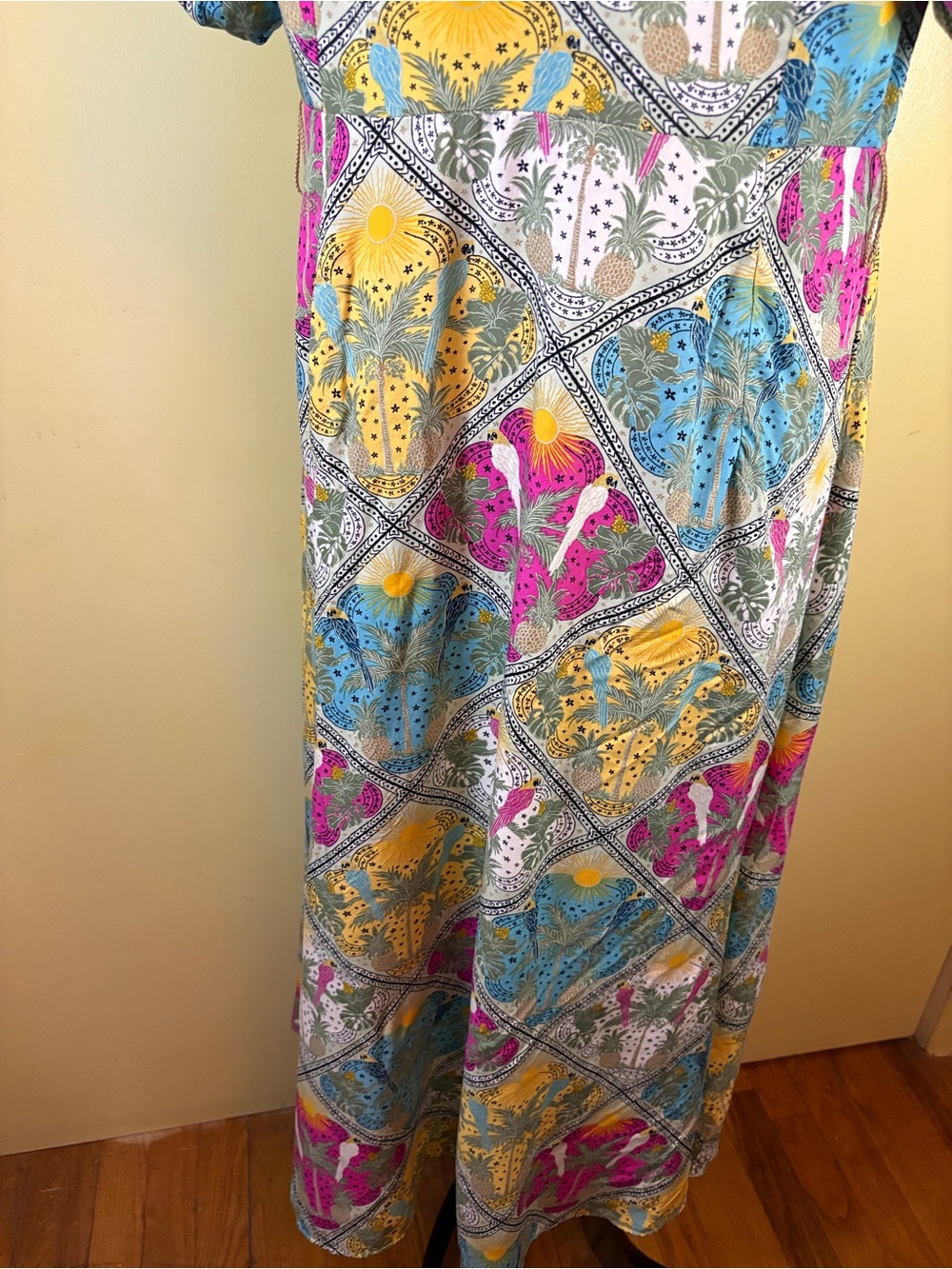 LOFT Raffia Palm Print Midi Dress NO BELT. - Picture 9 of 15